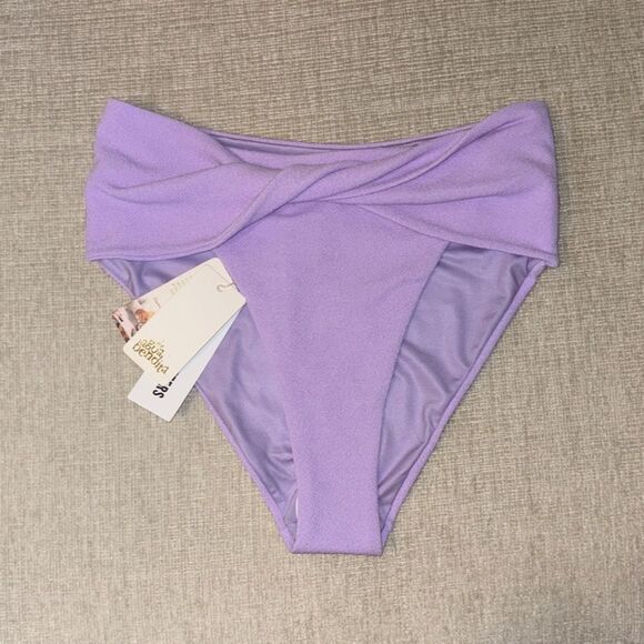 Anthro x Agua Bendita Lily High-Rise Bikini Bottoms Lilac Purple Korin Large NEW - Picture 3 of 12
